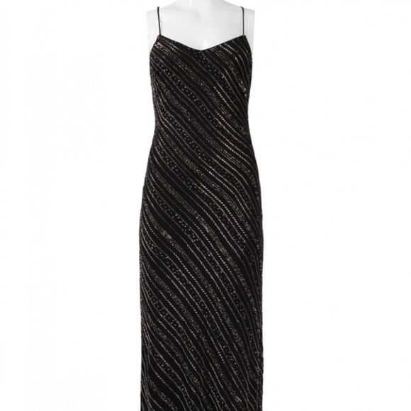 NWT $369 Adrianna Papell‎ Bias Embellished Tank Gown in Black [SZ 4 ] - Picture 11 of 11